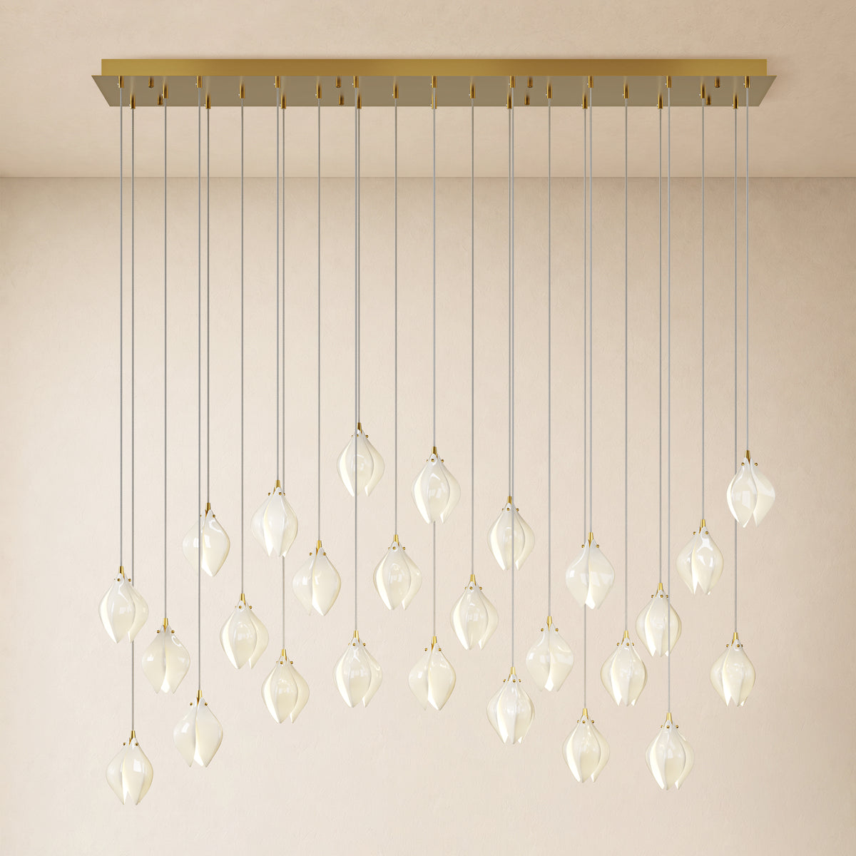 Veylune Ceramic Flower Cluster Rectangular Chandelier 19.7"-60"W 