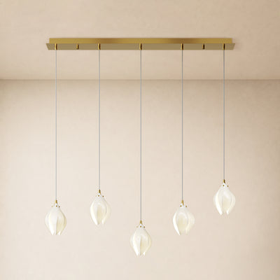 Veylune Ceramic Flower Cluster Rectangular Chandelier 19.7"-60"W 
