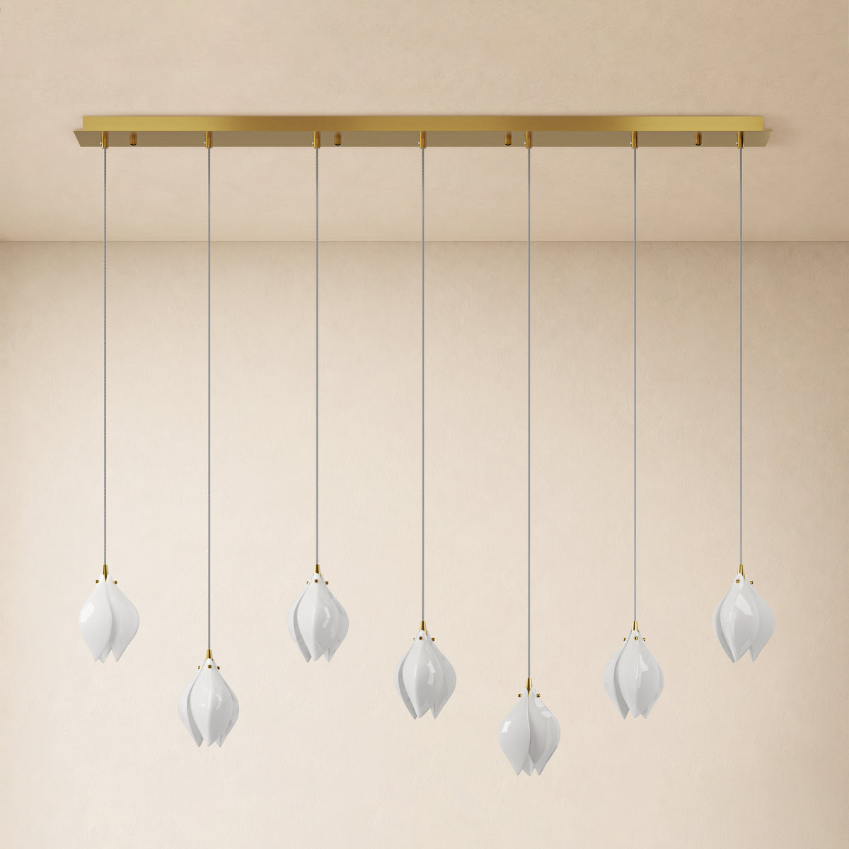 Veylune Ceramic Flower Cluster Rectangular Chandelier 19.7"-60"W 