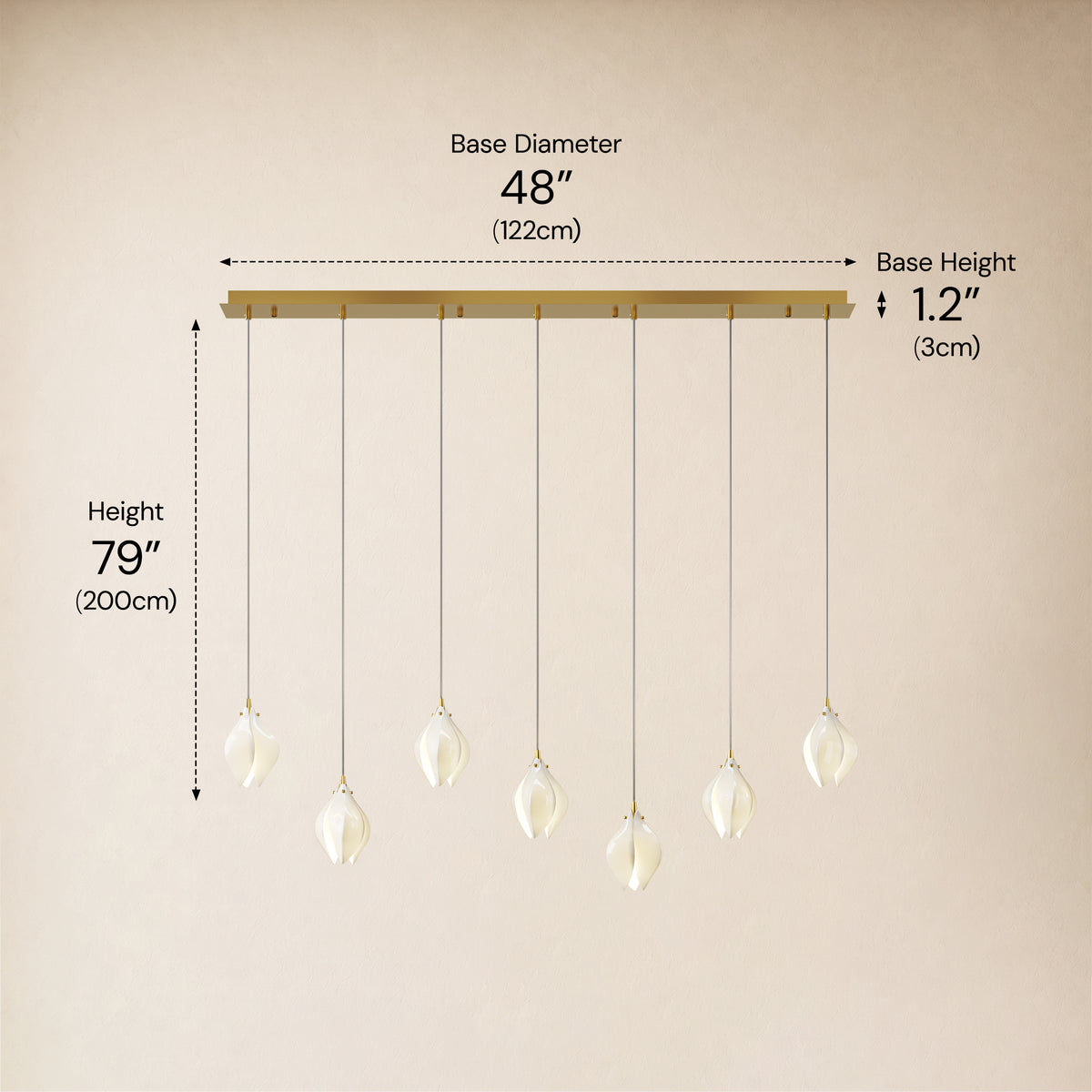Veylune Ceramic Flower Cluster Rectangular Chandelier 19.7"-60"W 