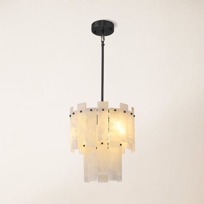 Nivislight Alabaster 2-Tier Round Pendant 13"