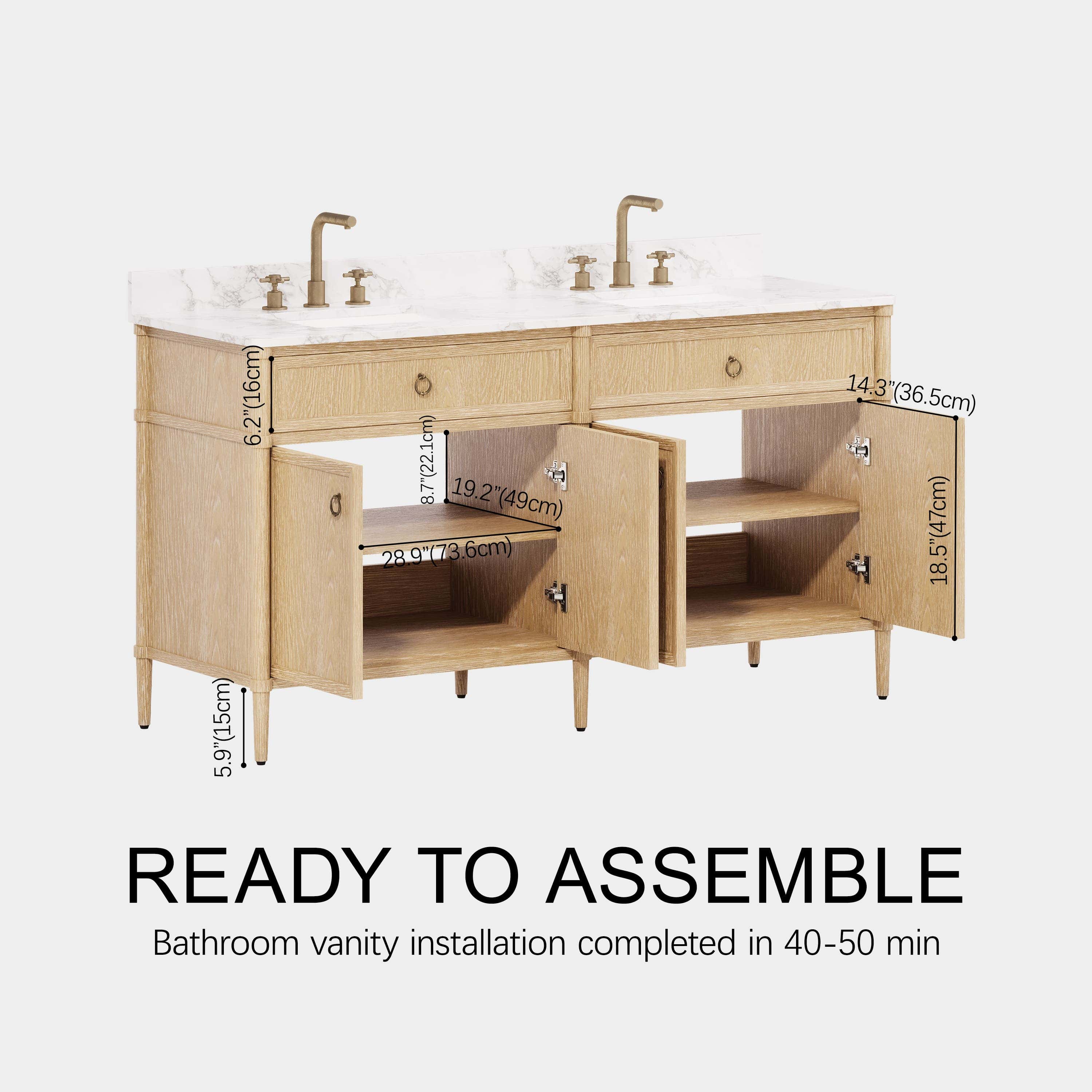 Maison Double Bathroom Vanity 63"W