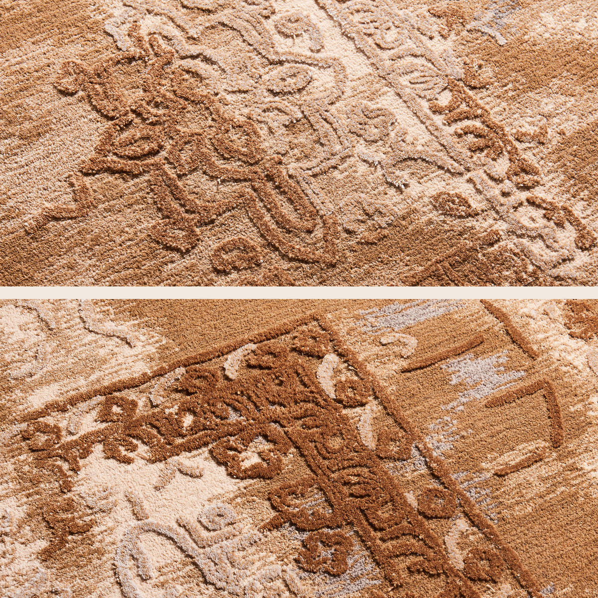 Neutral modern rug in living space