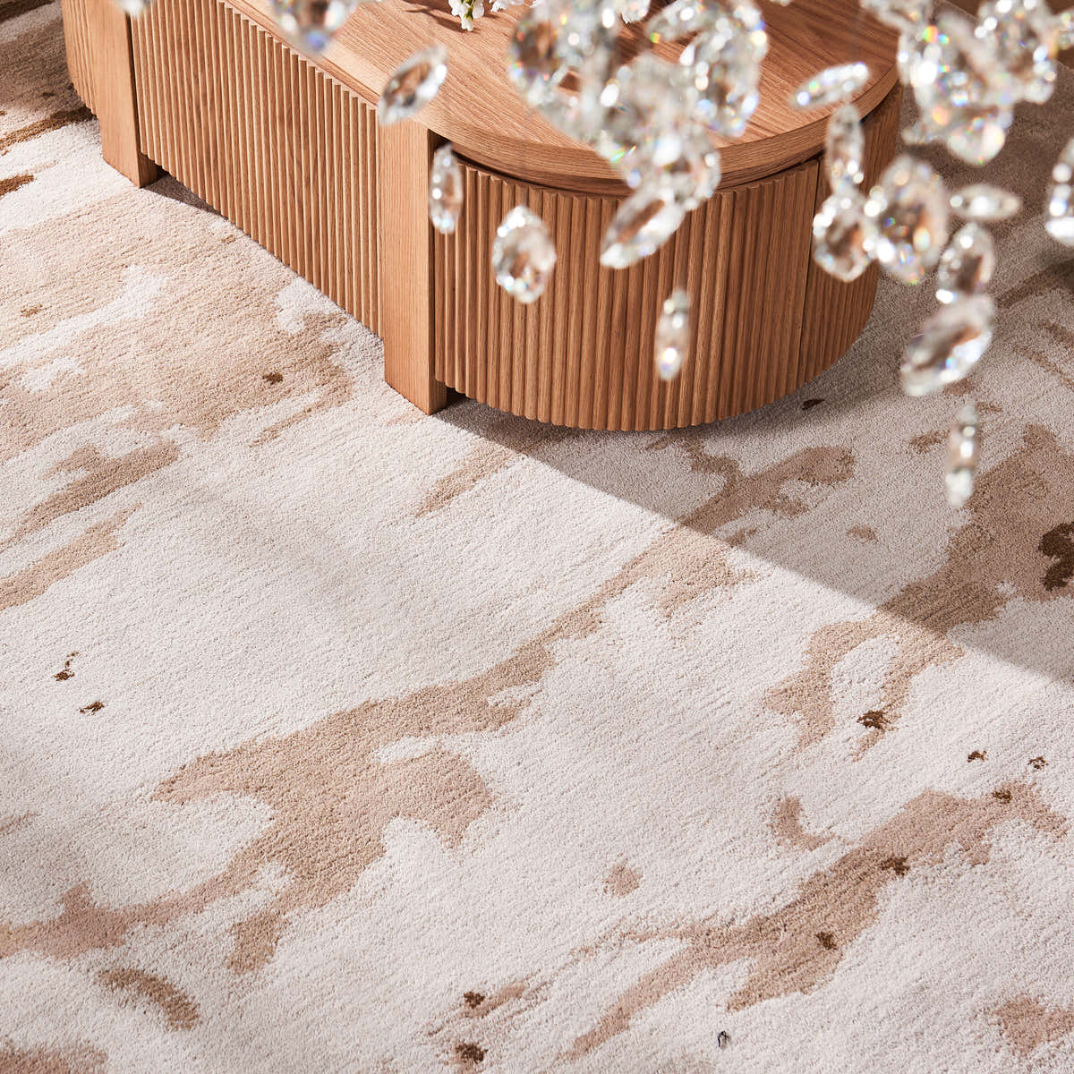 Textured wool blend rug detail in contemporary interior