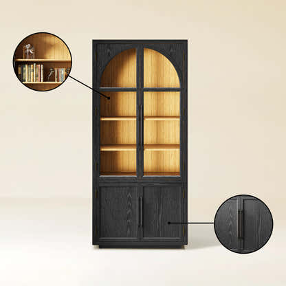 Aurae Arched Bookcase with Cabinet 80"H