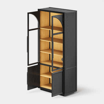 Aurae Arched Bookcase with Cabinet 80"H