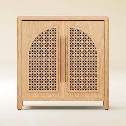Arden Cane 32“ Oak Storage Cabinet