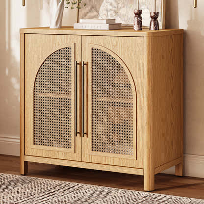 Arden Cane 32“ Oak Storage Cabinet