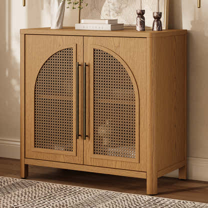 Arden Cane 32“ Oak Storage Cabinet