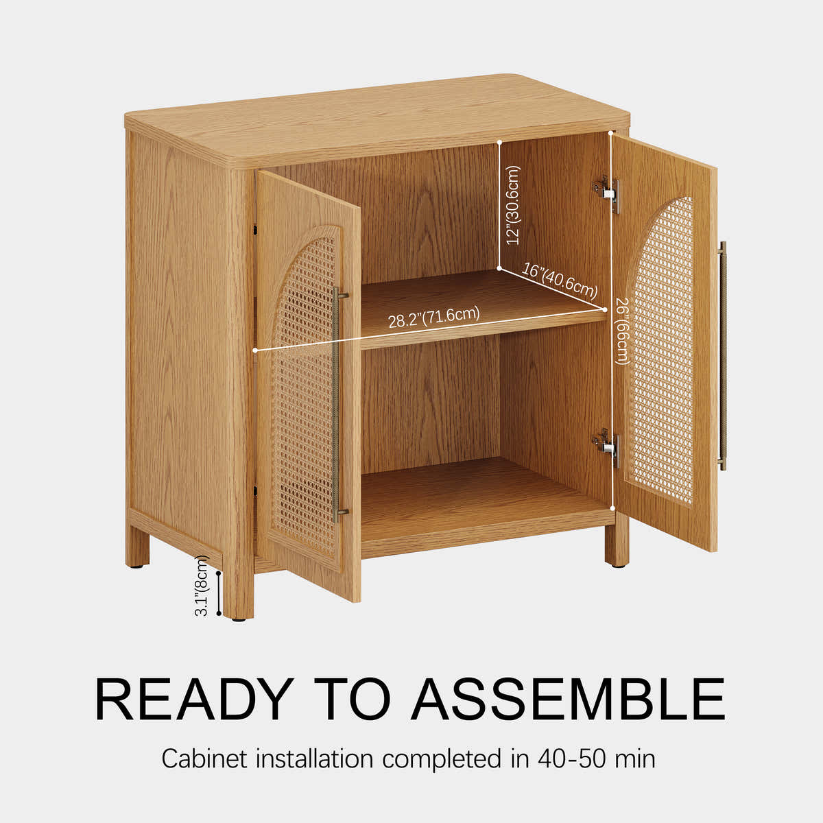 Arden Cane 94.5″ Oak Modular Media Console(Set of 3) dimensions 4