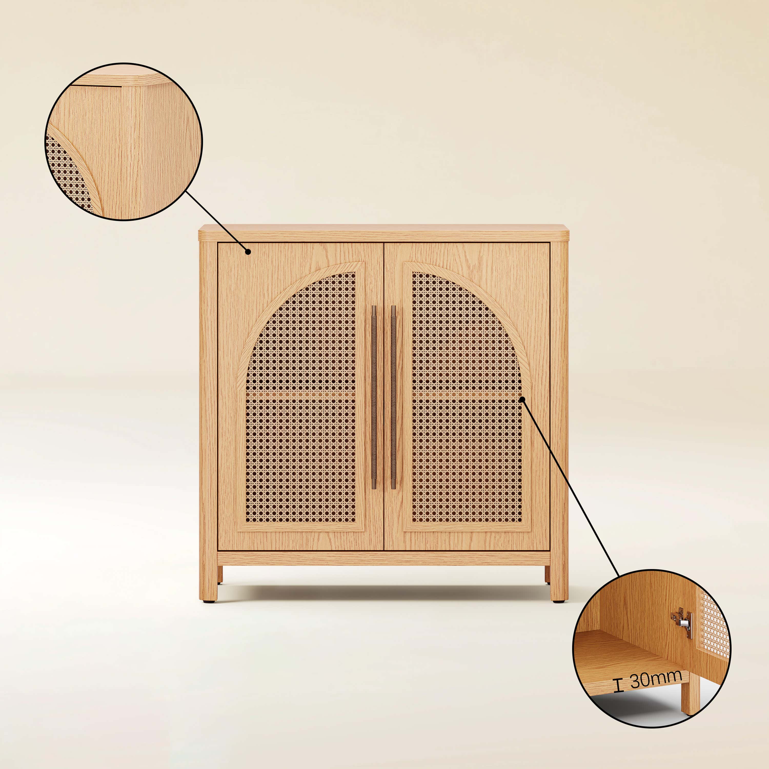 Arden Cane 32“ Oak Storage Cabinet