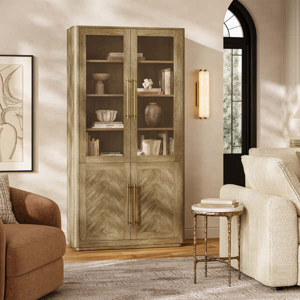 Marlowe Chevron Bookcase 40W – rich texture and mood for living spaces