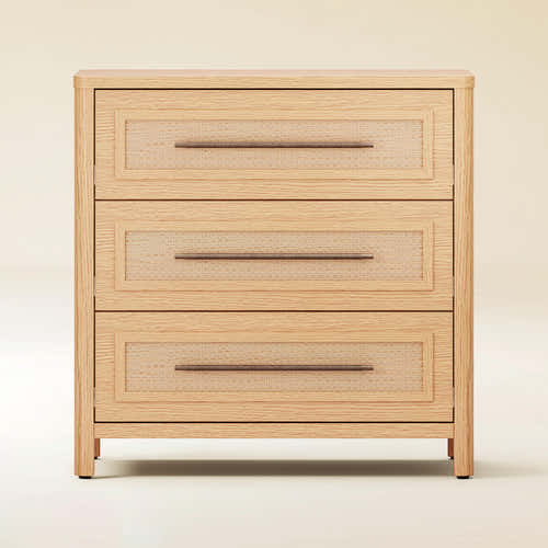Arden Cane 32" Oak 3-Drawer Chest