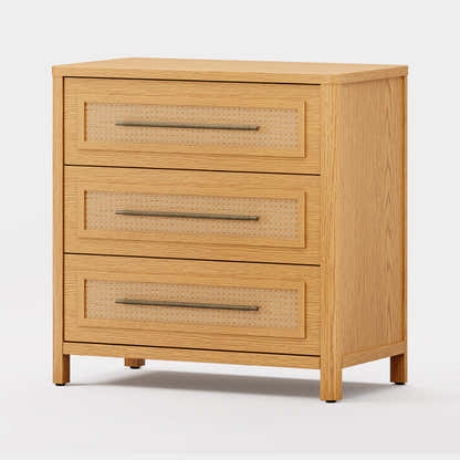 Arden Cane 32" Oak 3-Drawer Chest
