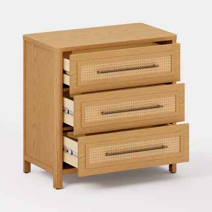 Arden Cane 32" Oak 3-Drawer Chest