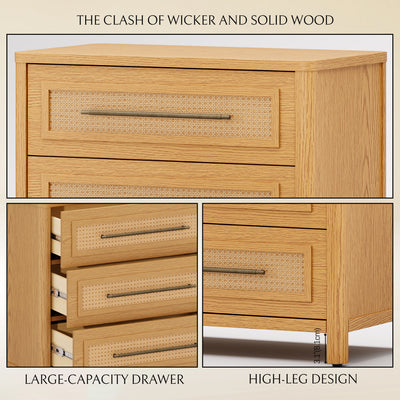 Arden Cane 94.5″ Oak Modular Media Console(Set of 3)