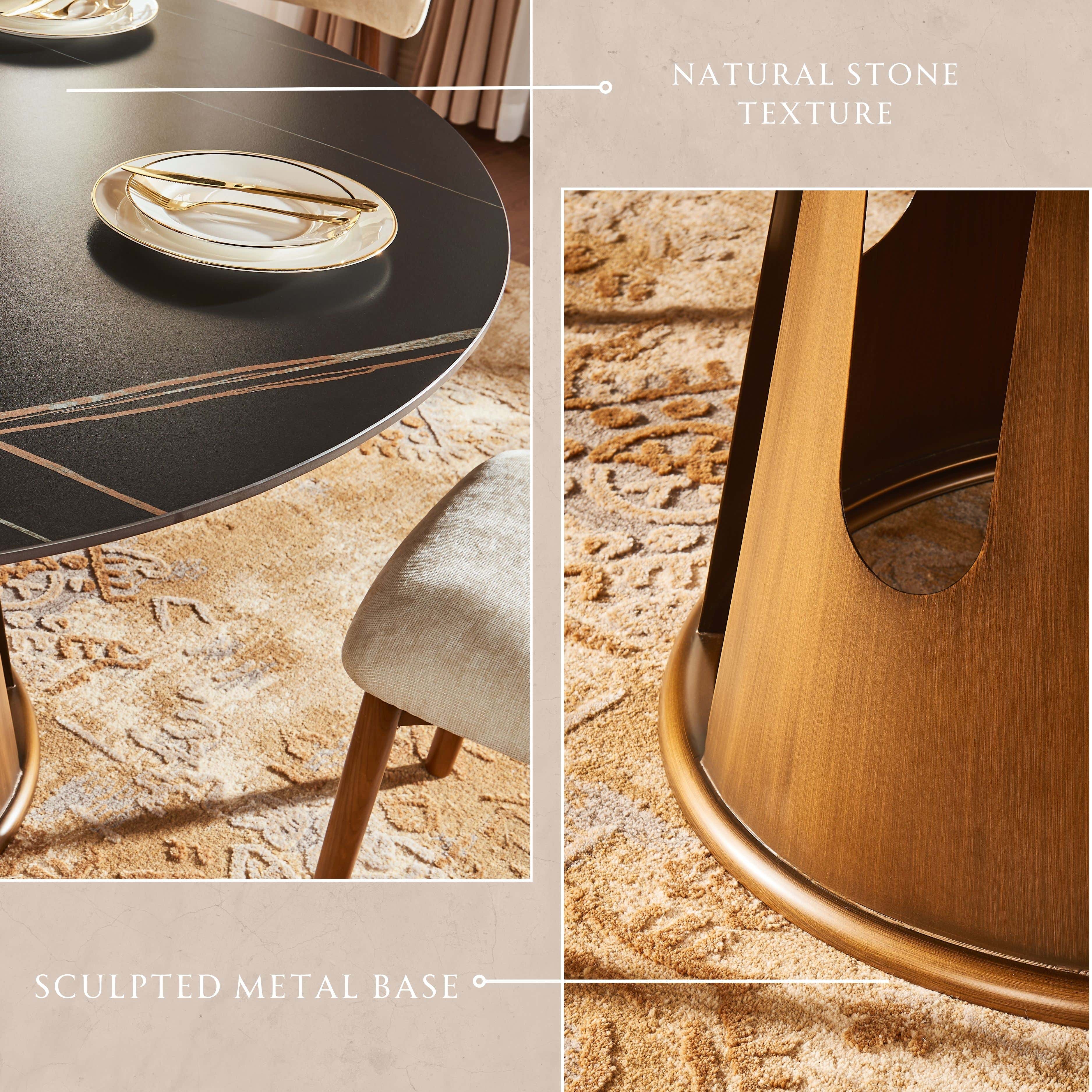 Lyra Sintered Stone Round Dining Table 59"