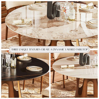 Lyra Sintered Stone Round Dining Table 59"