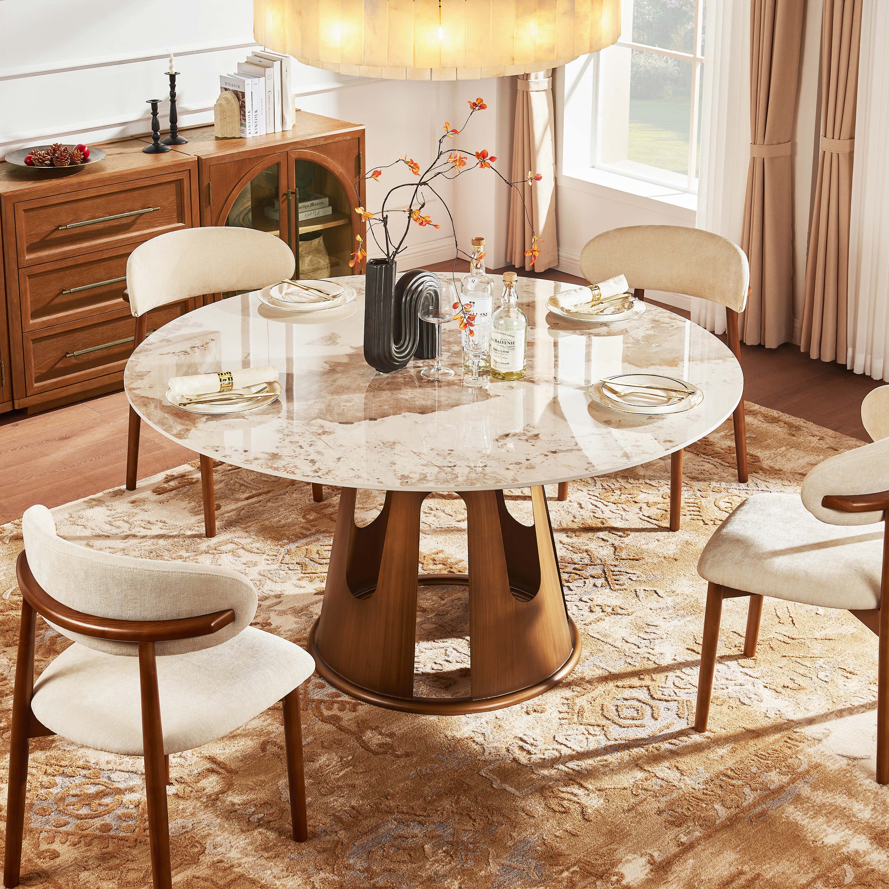 Lyra Sintered Stone Round Dining Table 59"