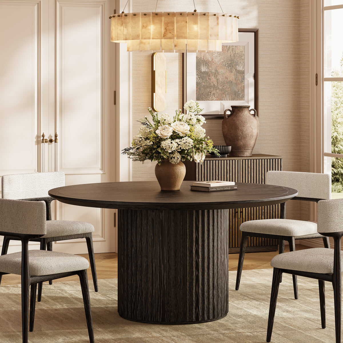 Aurelius Fluted Round Dining Table 60"W