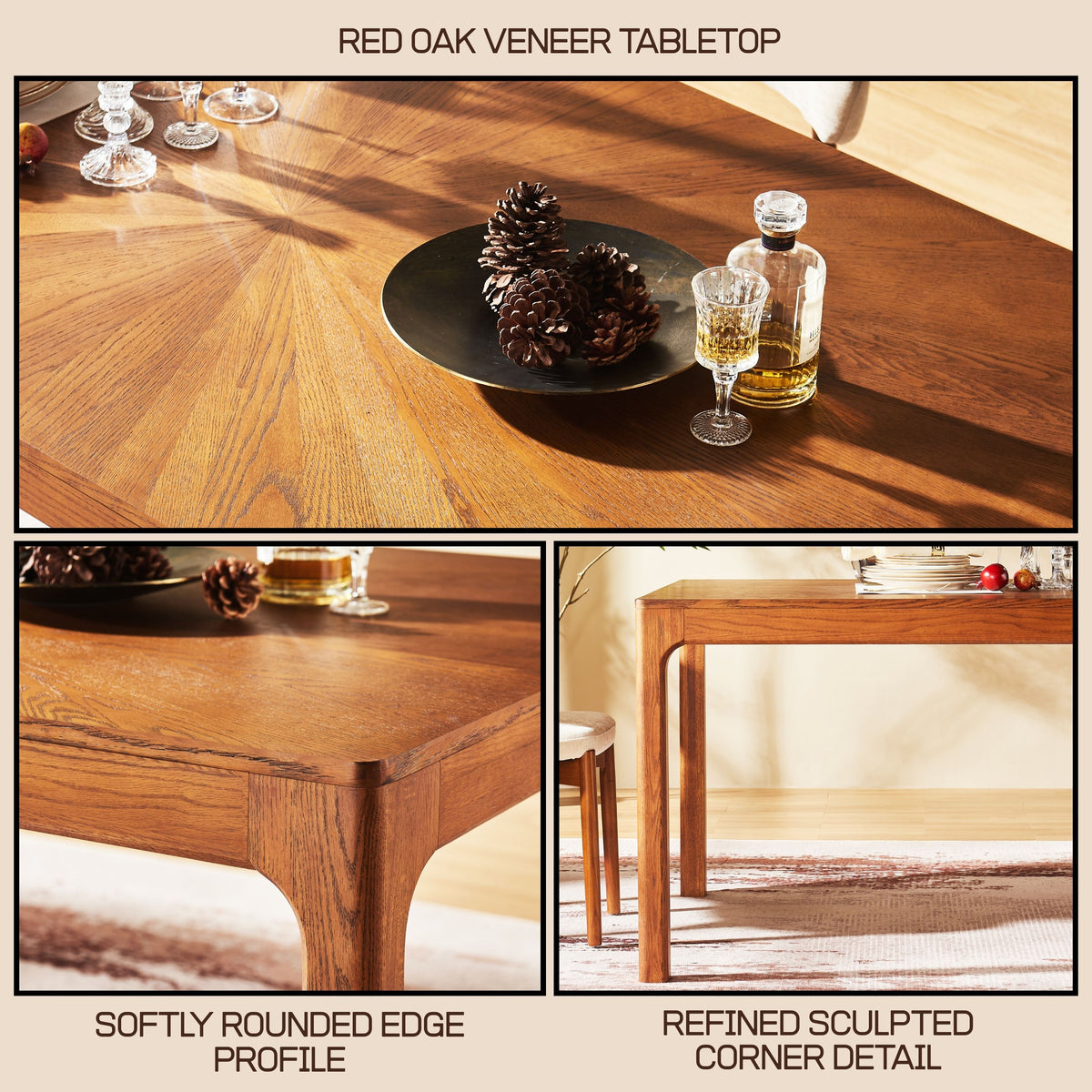 Solaris Rectangular Oak Dining Table 84"
