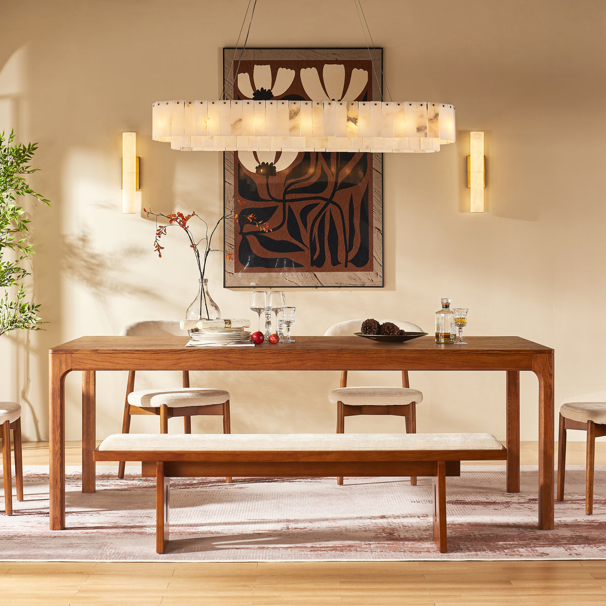 Solaris Rectangular Oak Dining Table 84"