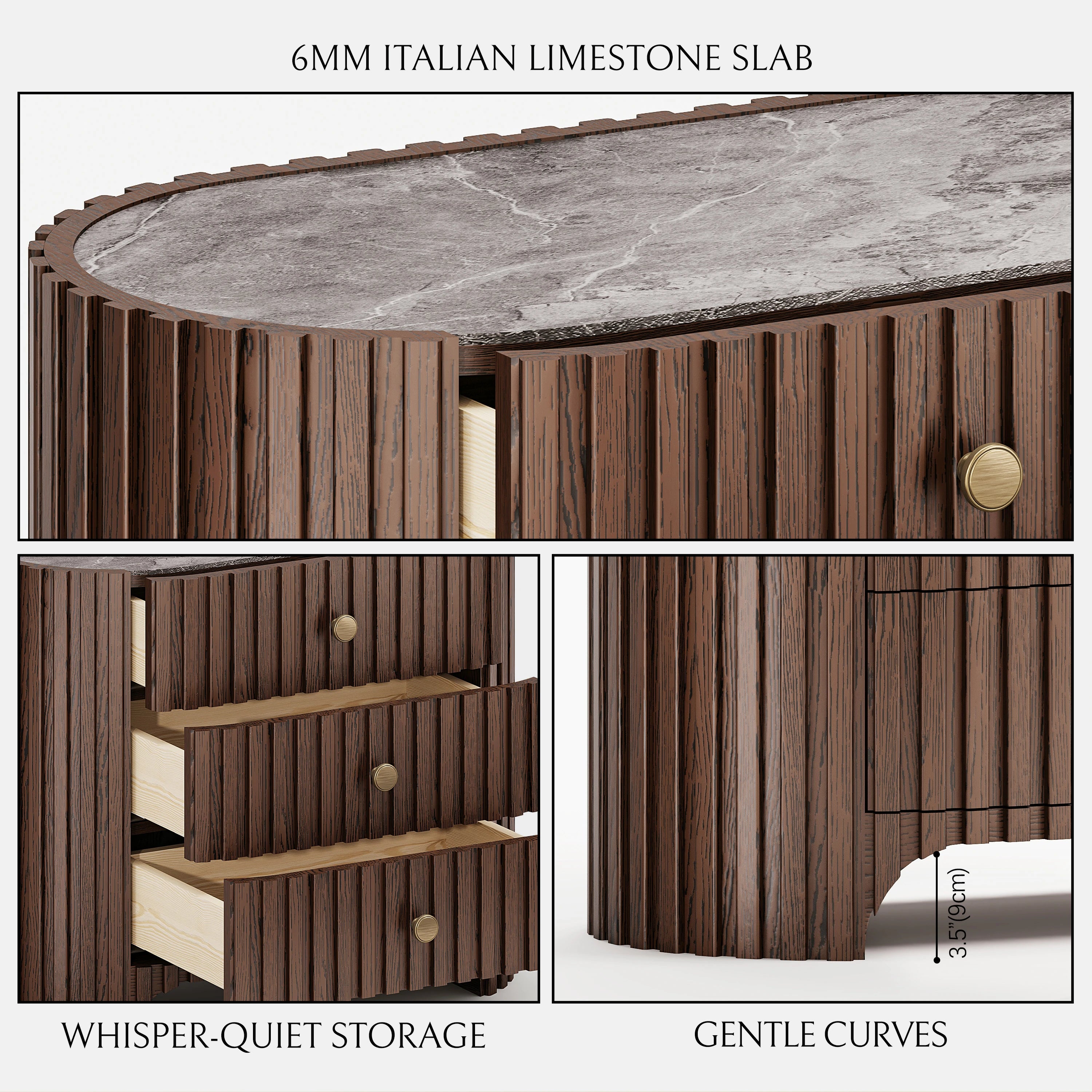 Sinclair Fluted Stone Nightstand