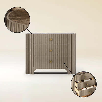 Sinclair Fluted Stone Nightstand 30"W