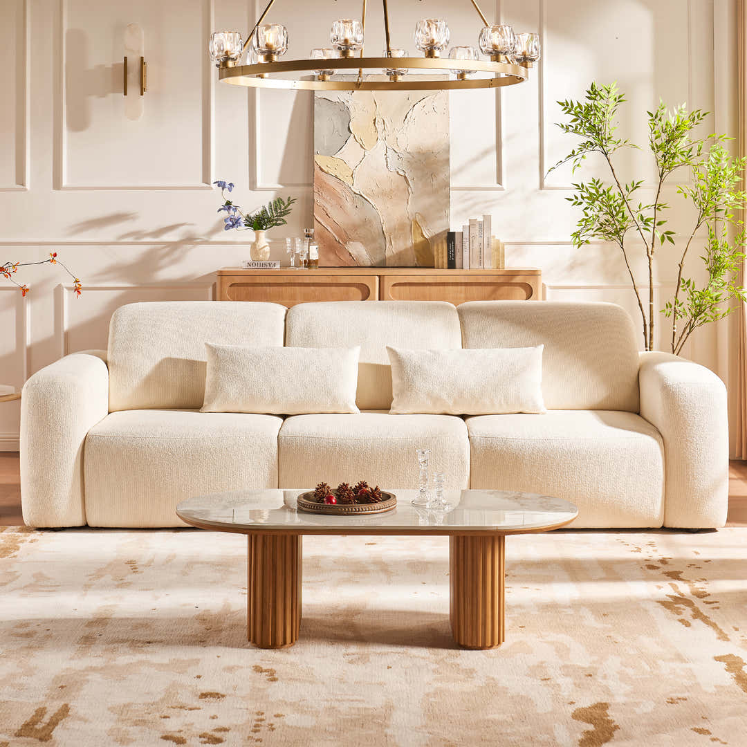 Comfortable sectional sofa setup in a warm, lived-in living room—ideal for family seating and everyday lounging