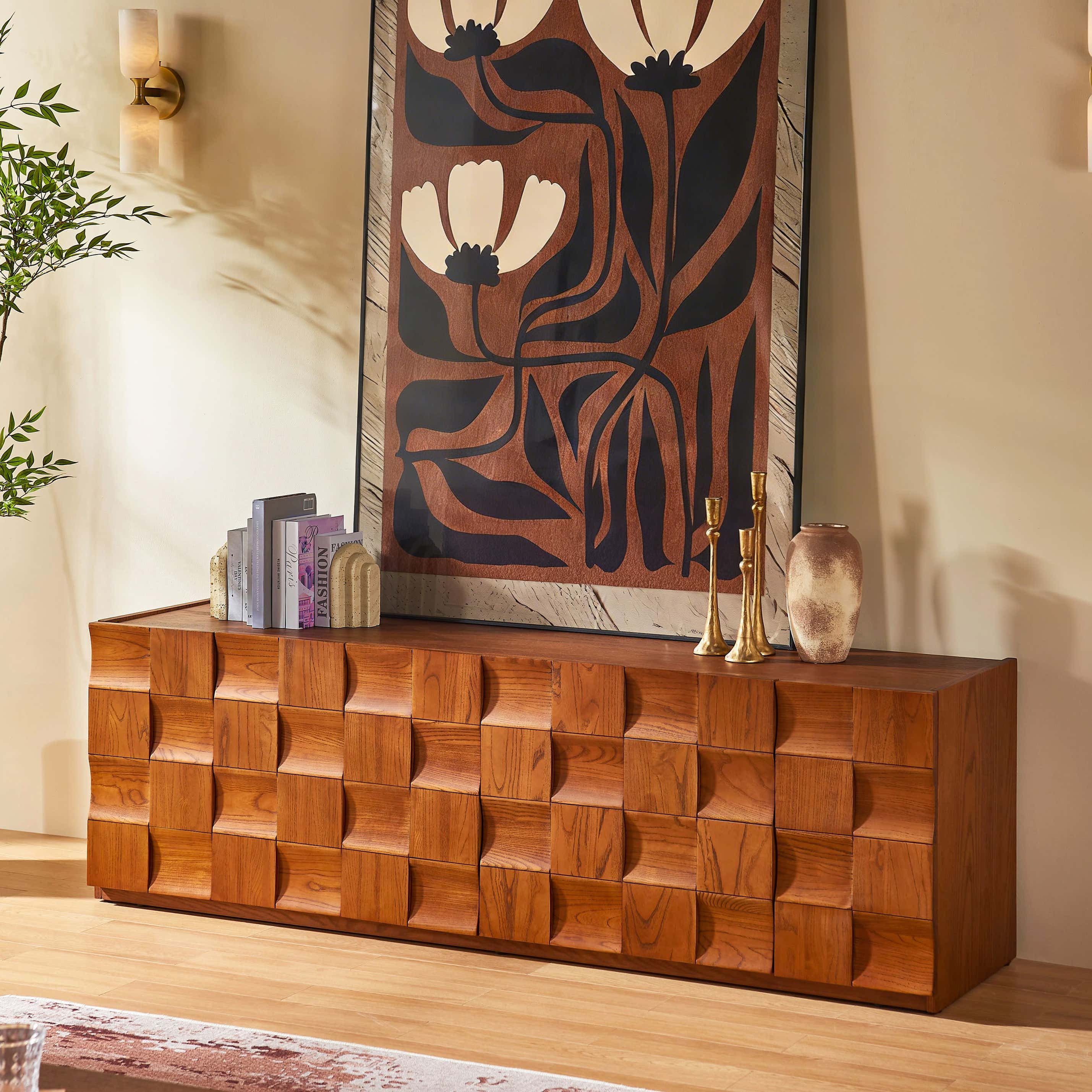 Terra Cube Emboss  Media Console 71”