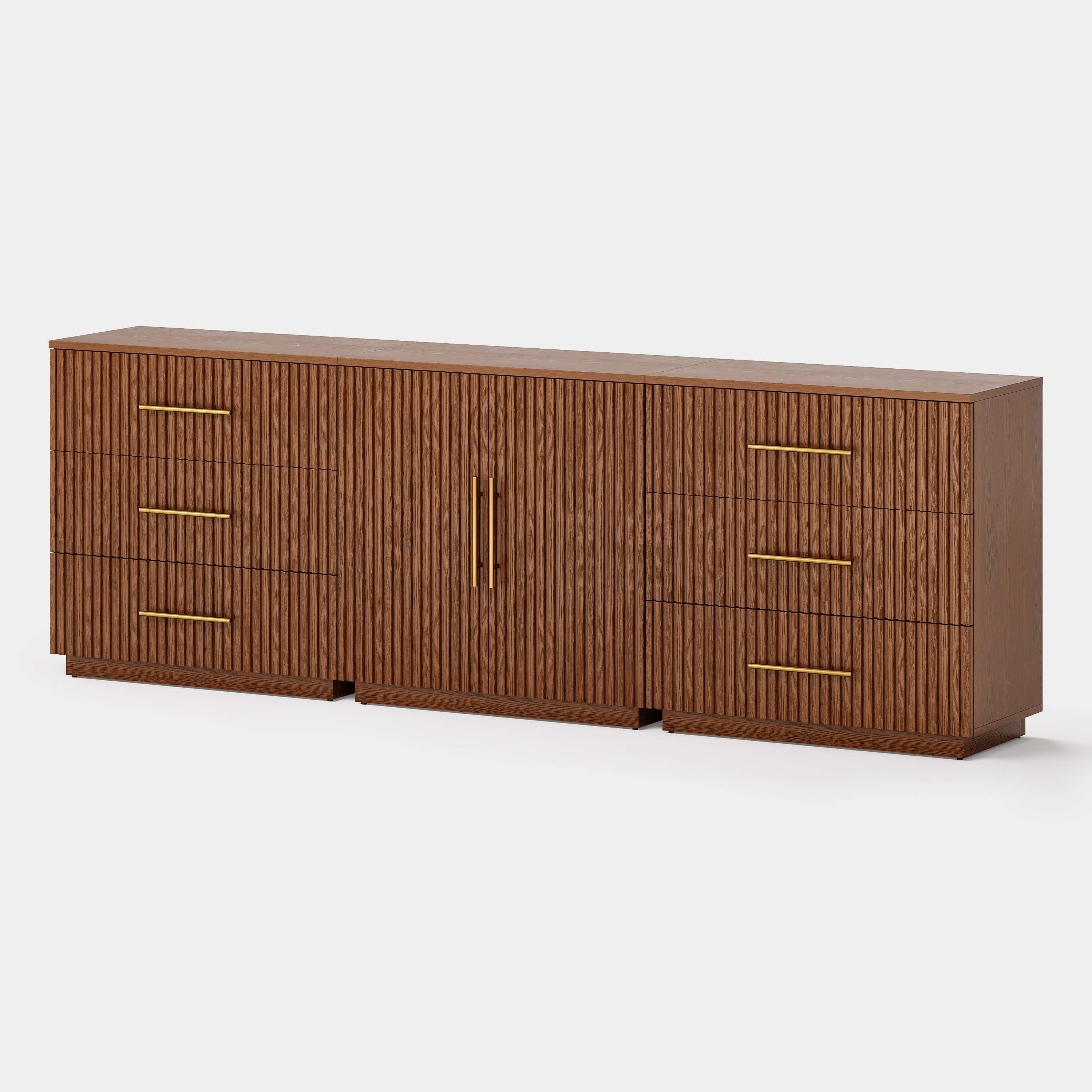 Holt Oak Modular Media Console (Set of 3)