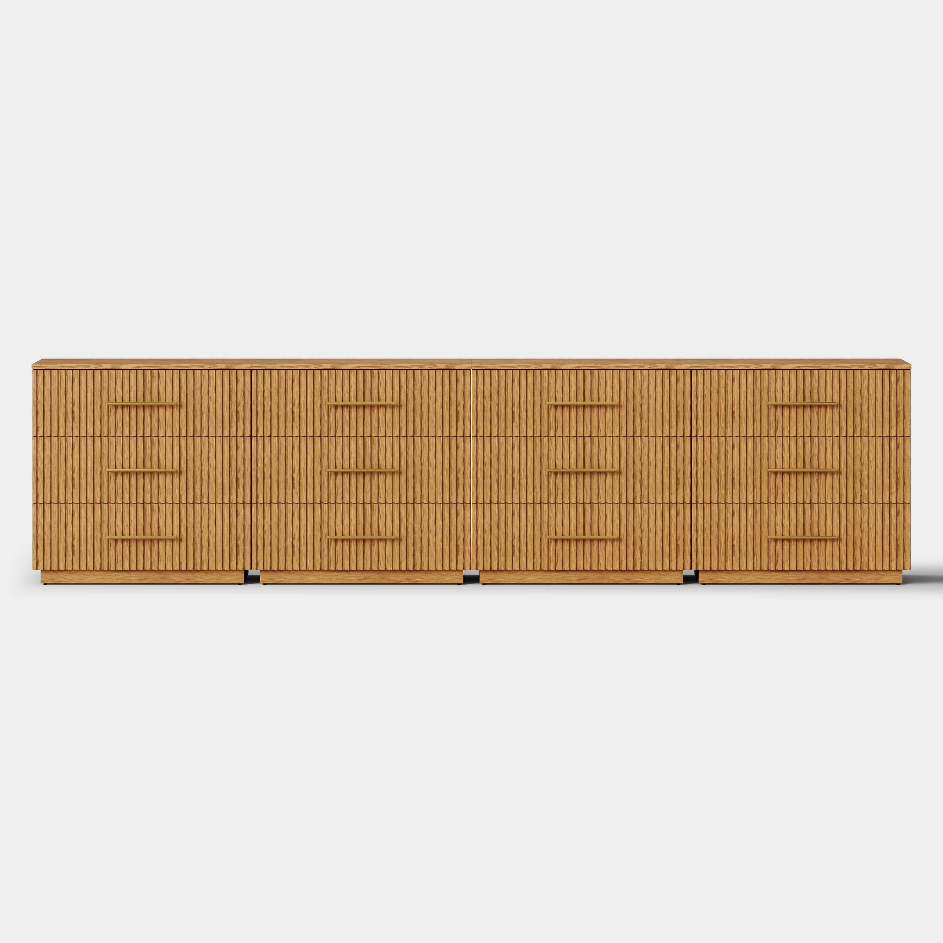 Holt 126" Oak 12-Drawer Chest(Set of 4)