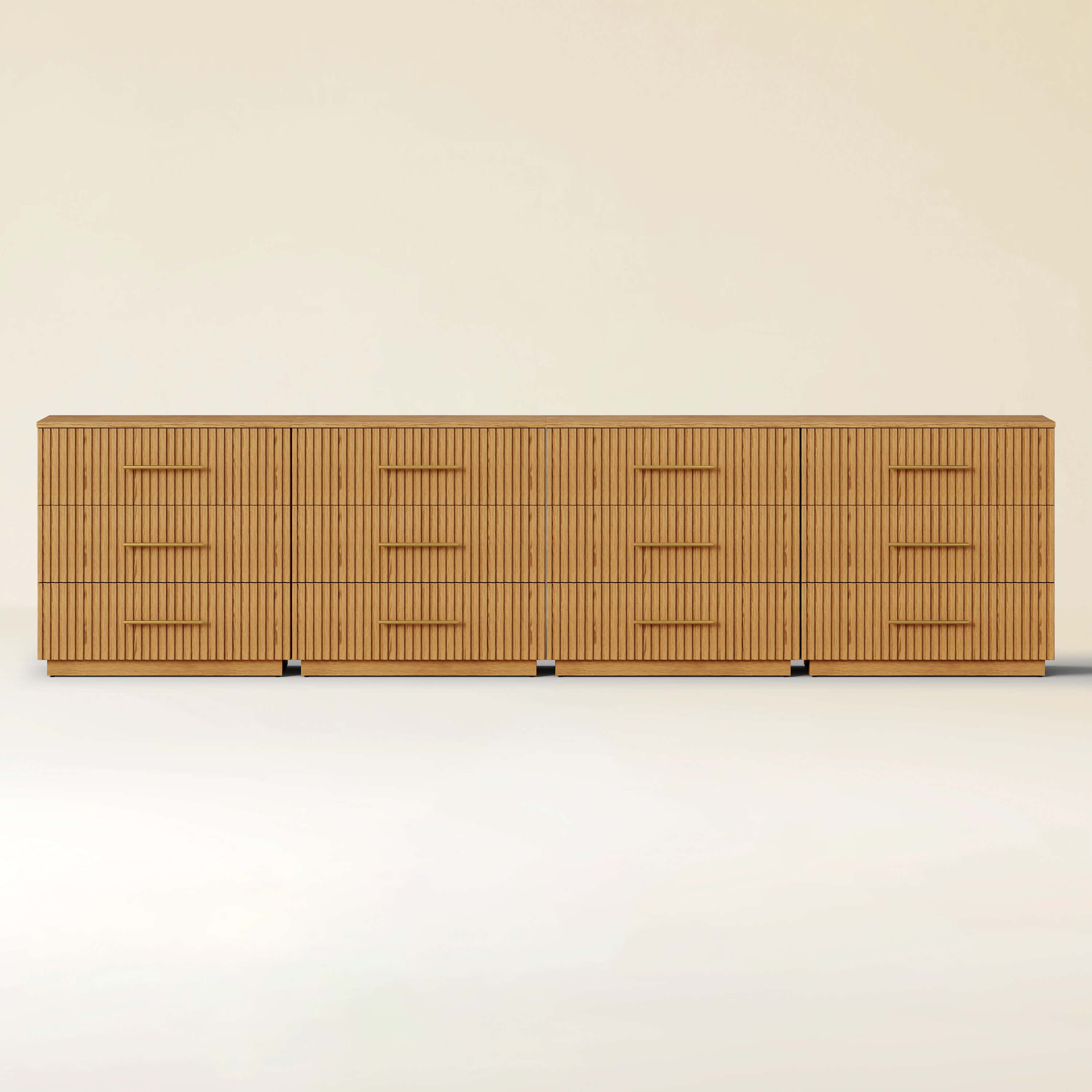 Holt 126" Oak 12-Drawer Chest(Set of 4)
