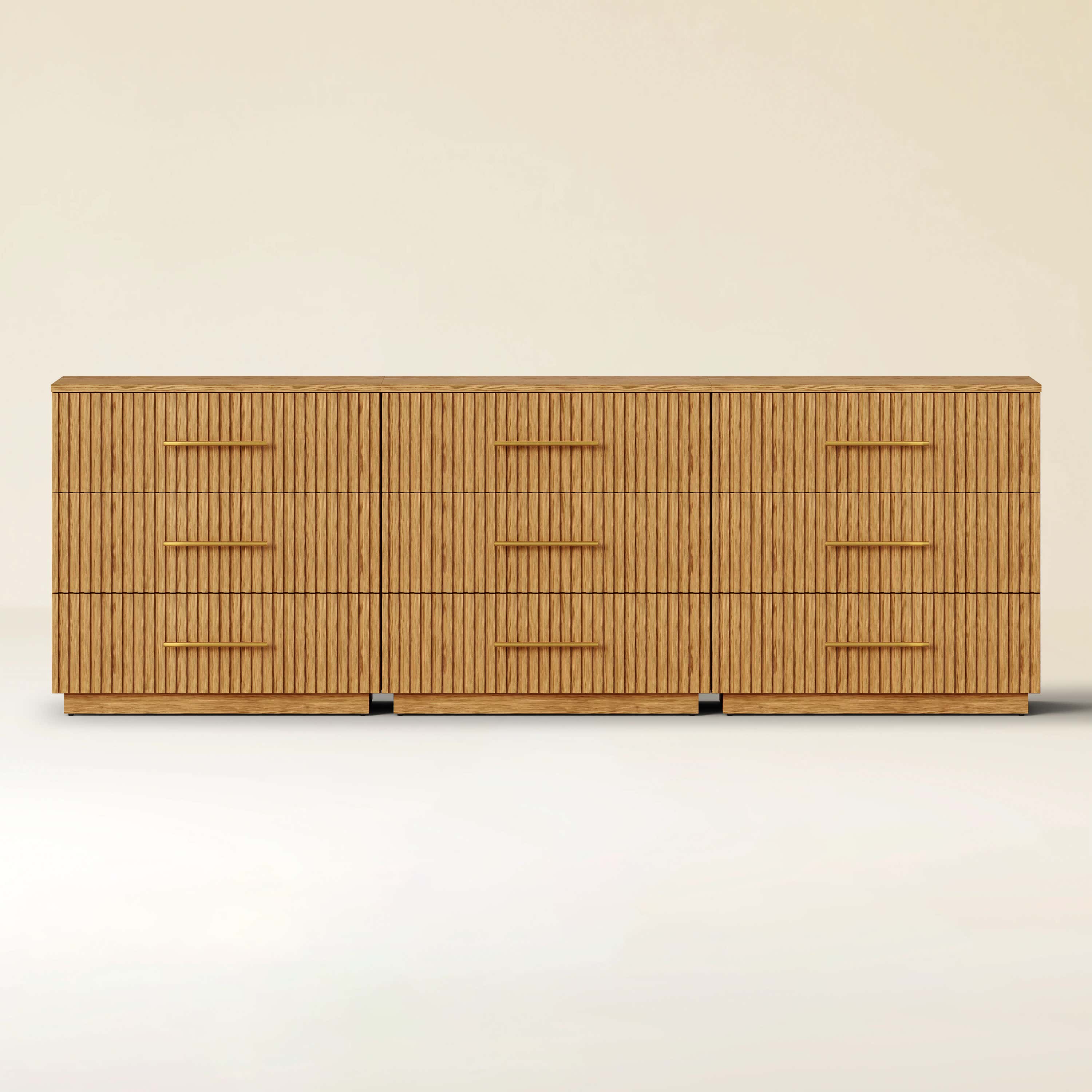 Holt 95" Oak 9-Drawer Chest(Set of 3)