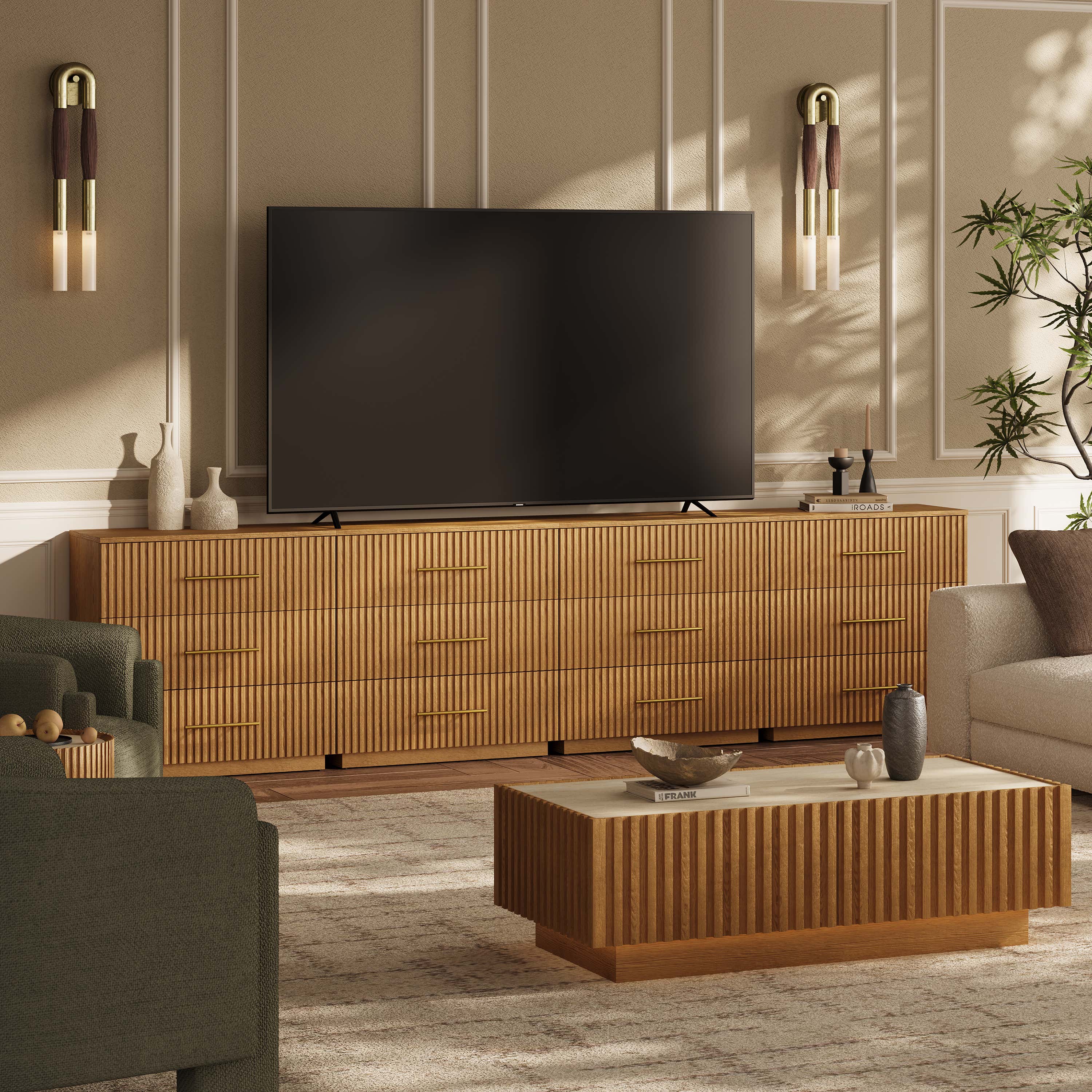 Holt 126" Oak 12-Drawer Chest(Set of 4)