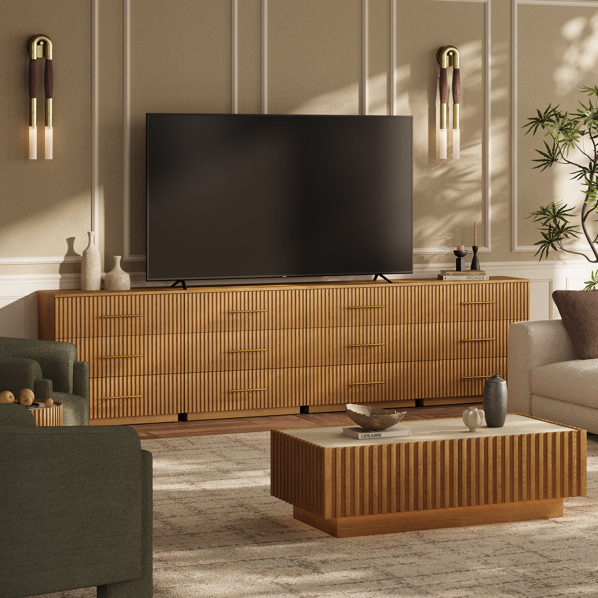 Holt 126" Oak 12-Drawer Chest(Set of 4)
