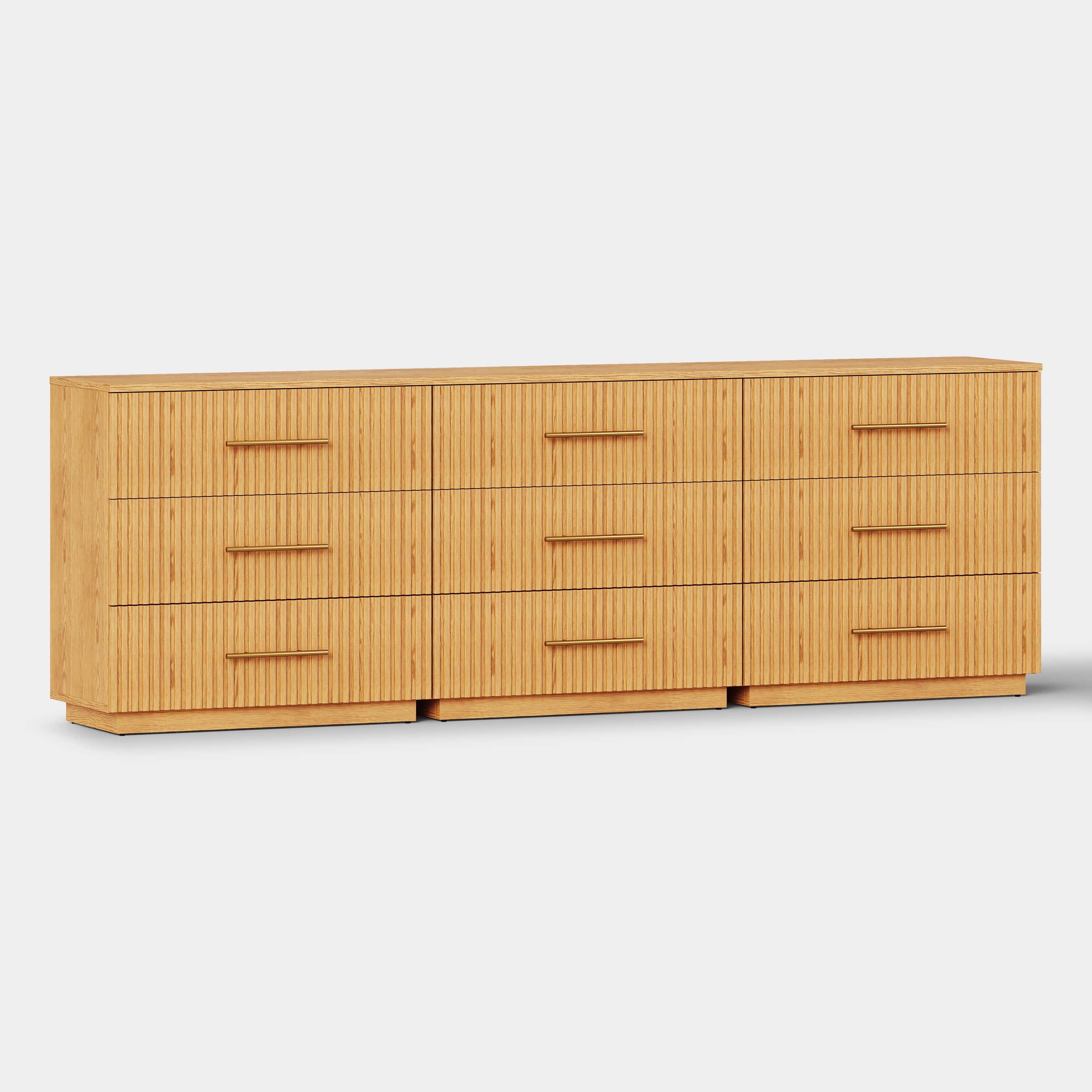 Holt 95" Oak 9-Drawer Chest(Set of 3)