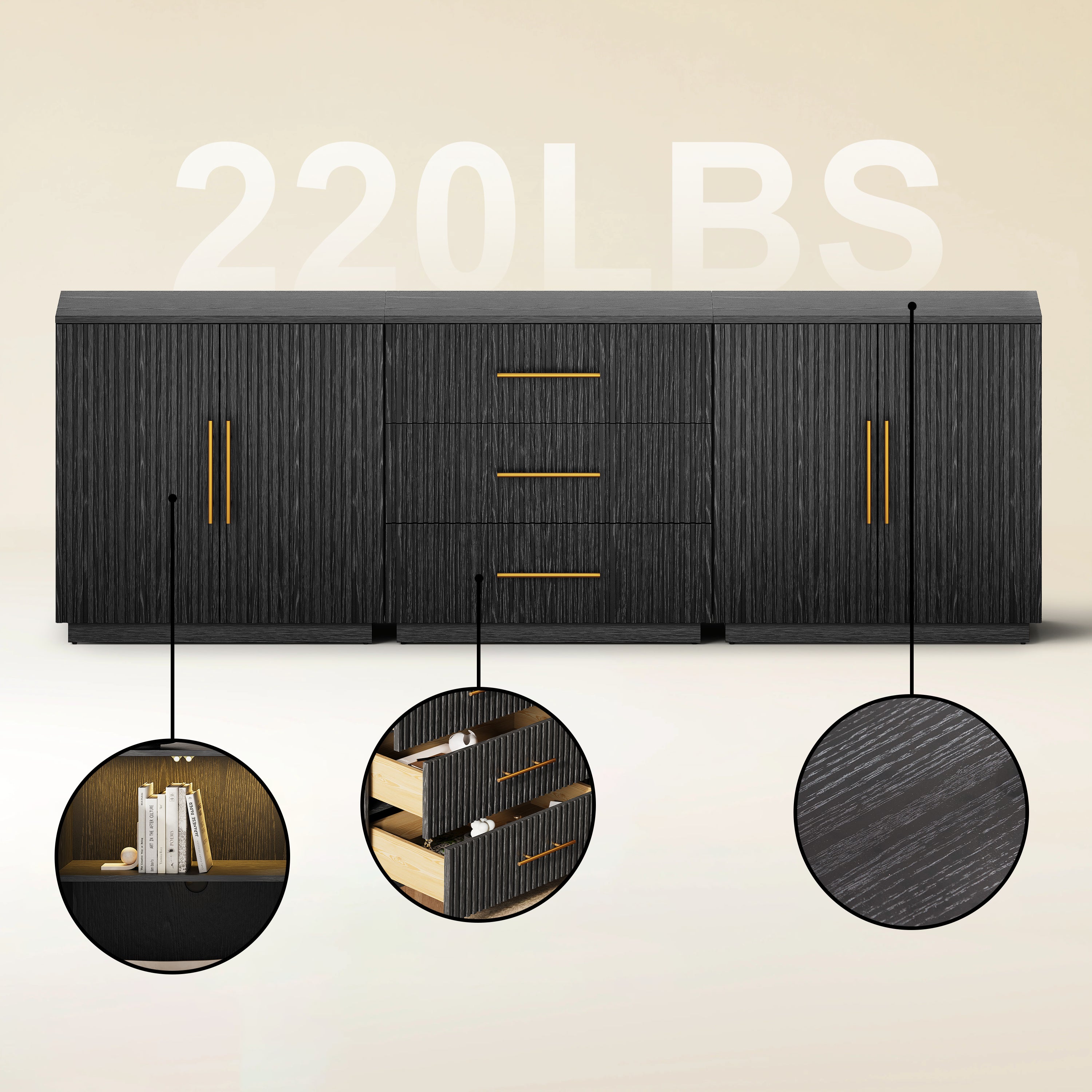 Holt Oak Modular Media Console (Set of 3)