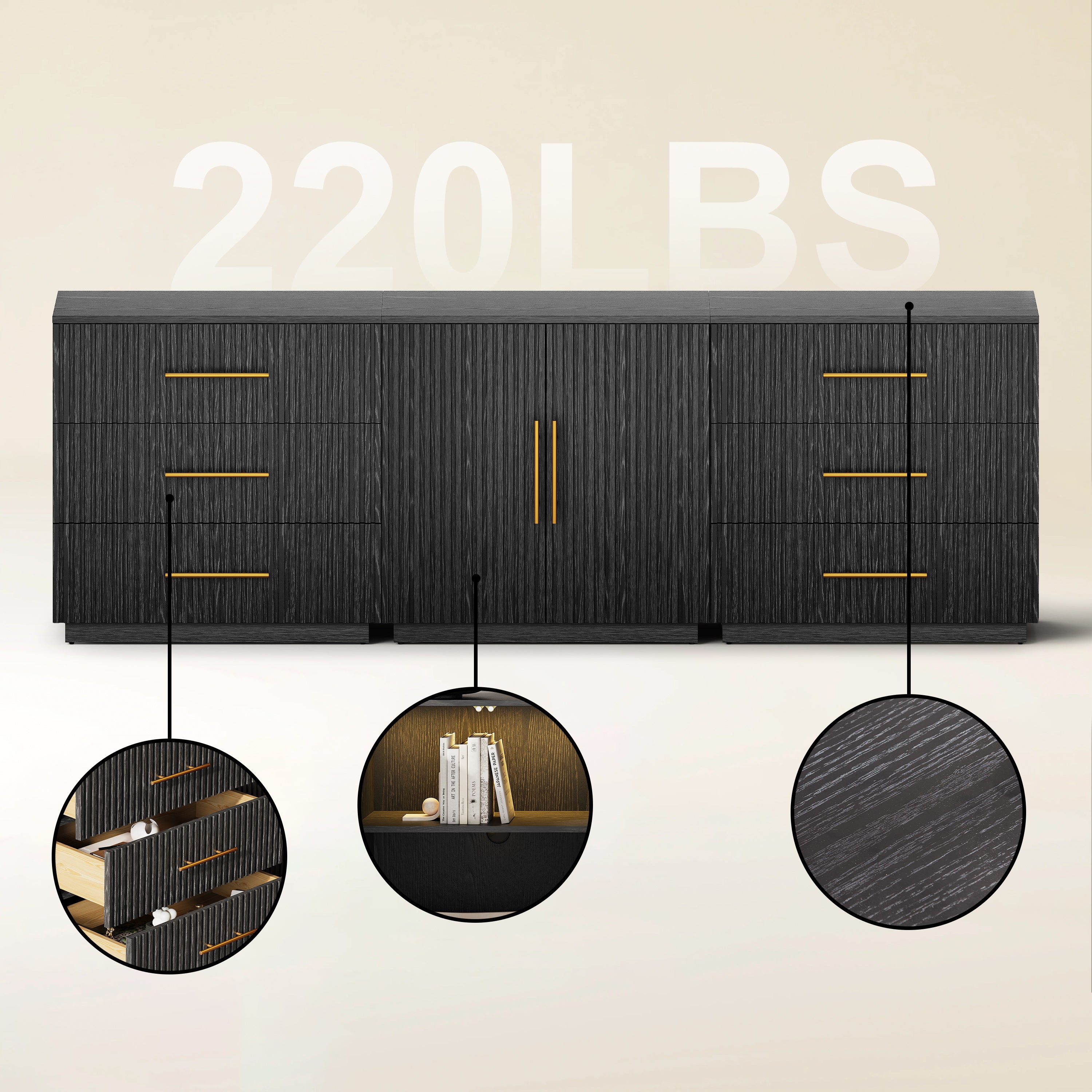 Holt Oak Modular Media Console (Set of 3)