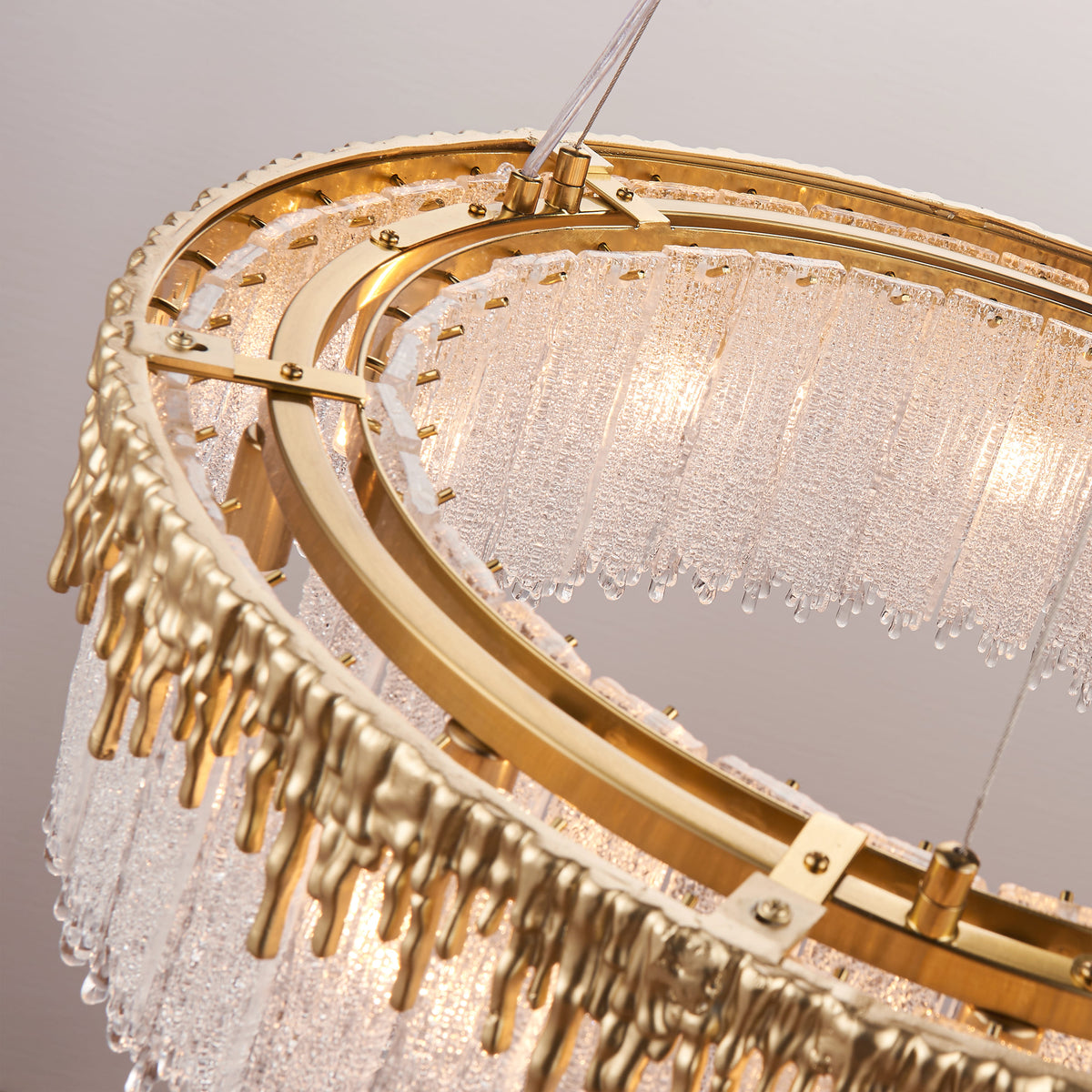 Close-up of textured glass lighting material