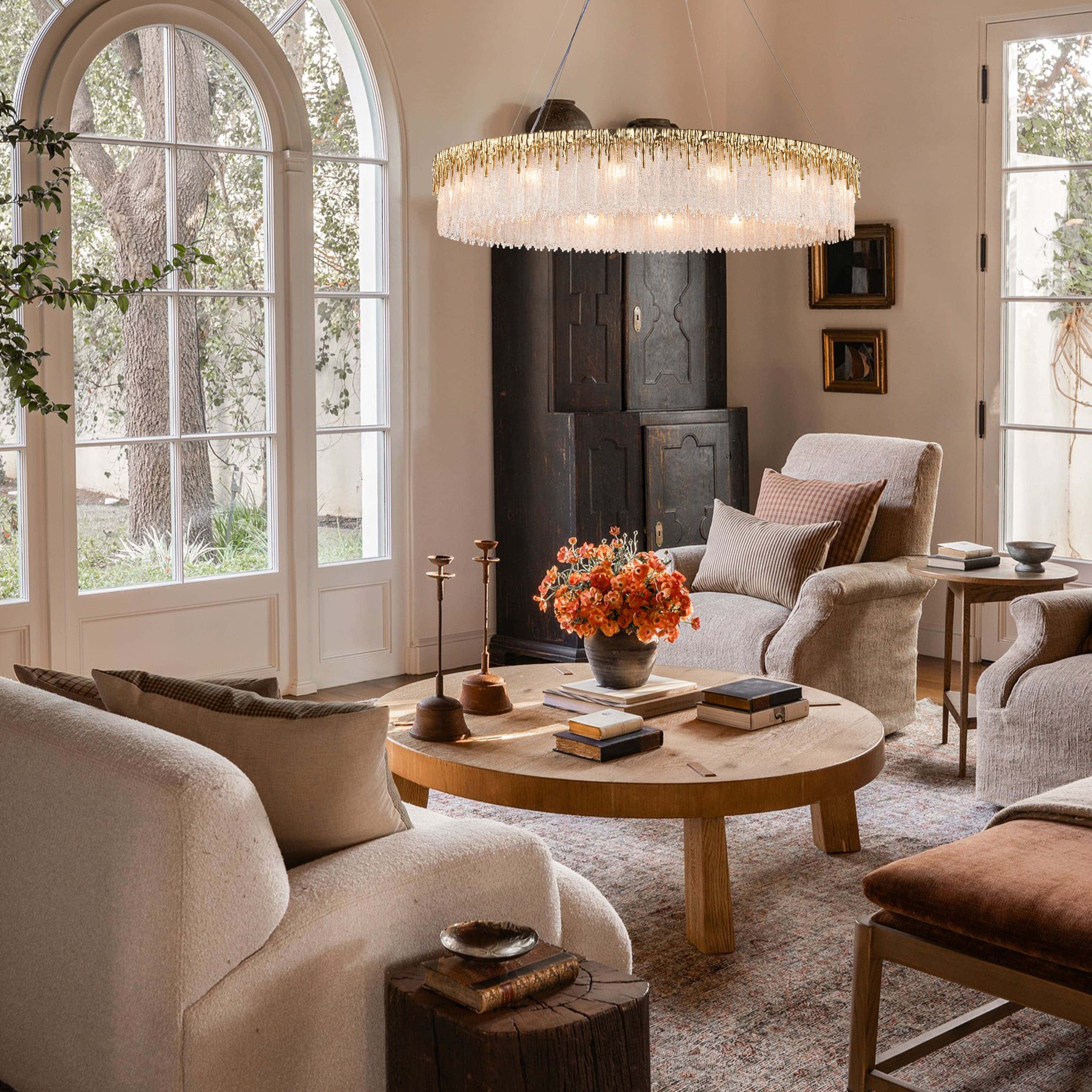 Rheo Crystal Glass Round Chandelier 40"D