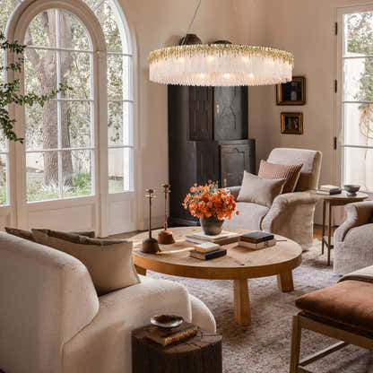 Rheo Crystal Glass Round Chandelier 40"D