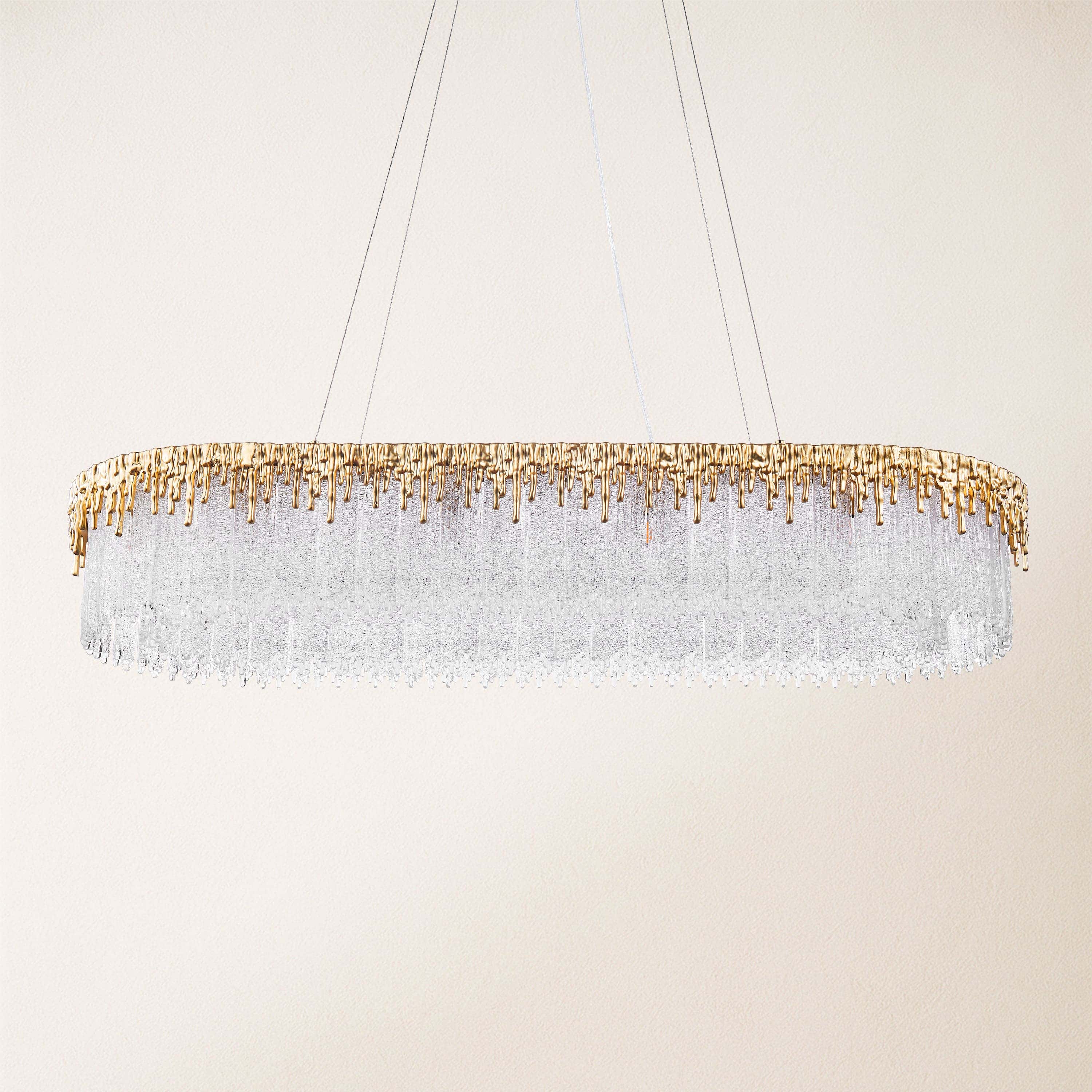 Rheo Crystal Glass Rectangular Chandelier 40"W