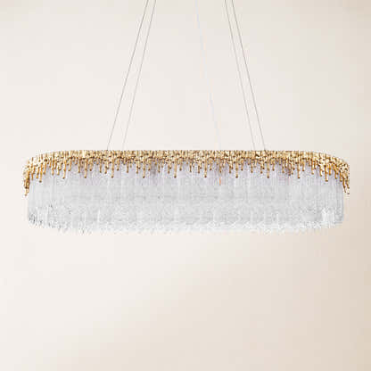 Rheo Crystal Glass Rectangular Chandelier 40"W