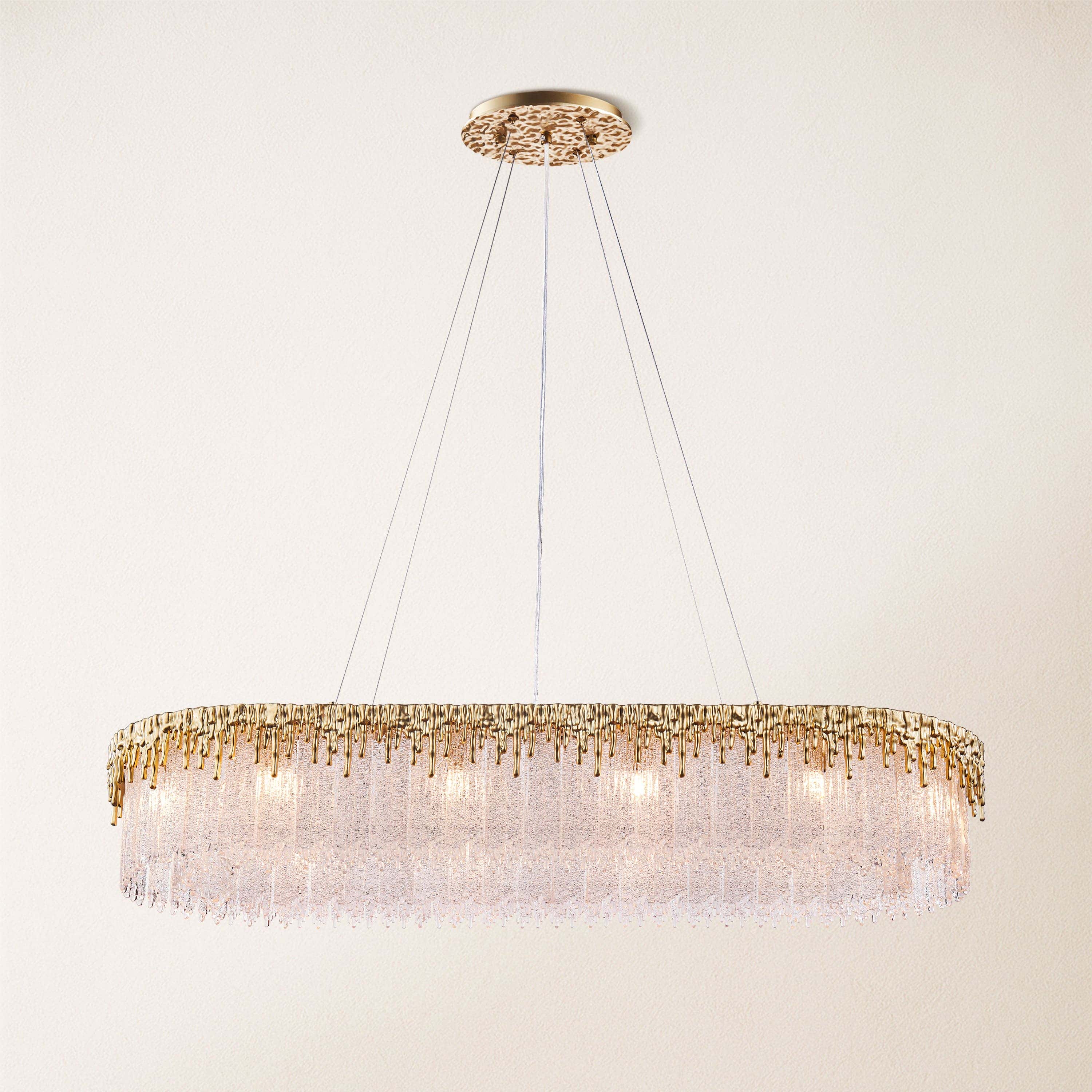 Rheo Crystal Glass Rectangular Chandelier 40"W