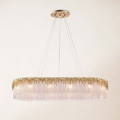 Rheo Crystal Glass Rectangular Chandelier 40"W