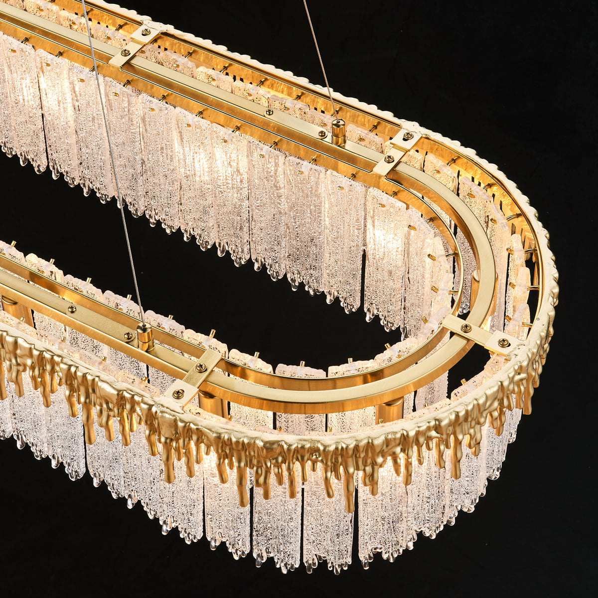 Rieo Crystal Glass Rectangular Chandelier 40"W