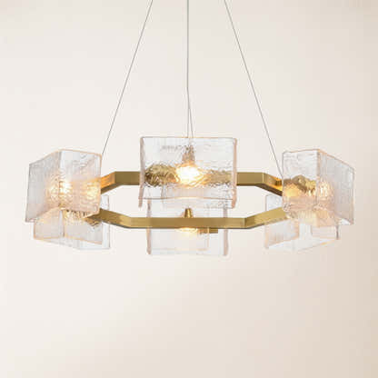 Vitreolith Glass Geometric Ring Chandelier 29"W