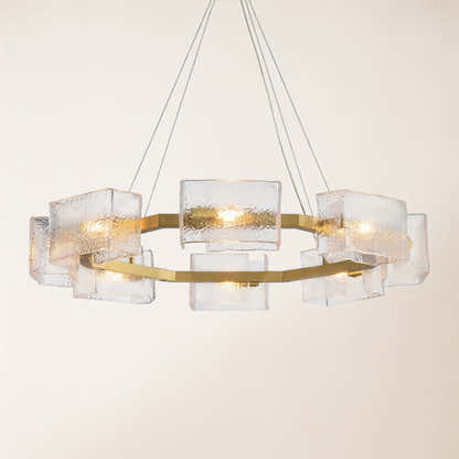 Vitreolith Glass Geometric Ring Chandelier 35"W