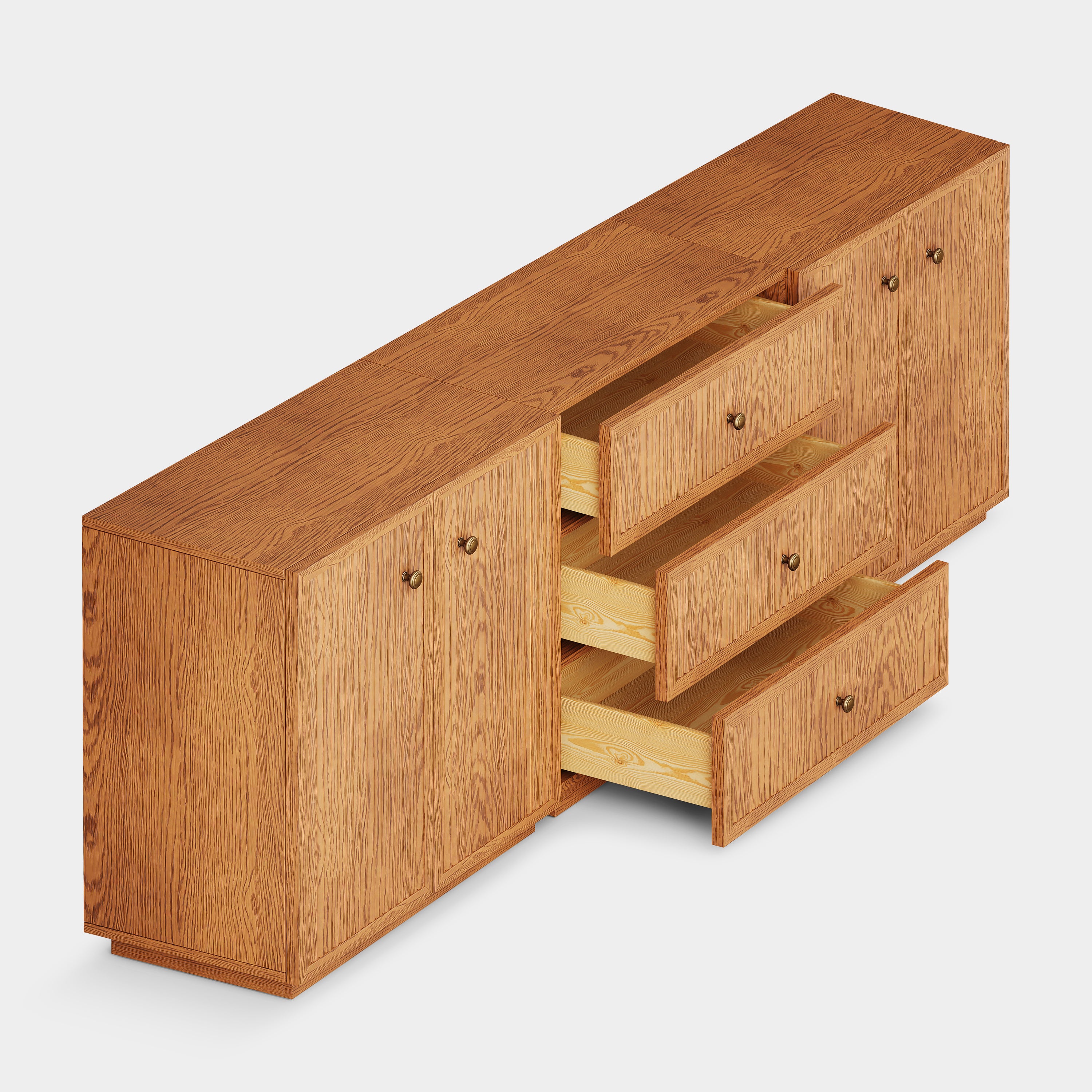 Avery Oak 3-Drawer Sideboard 90"W